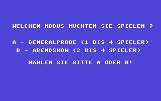Wetten Dass..? (Commodore 64) screenshot: Select mode