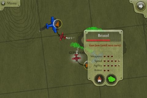 SteamBirds (iPhone) screenshot: Gun jam as I split the twin engine targets up