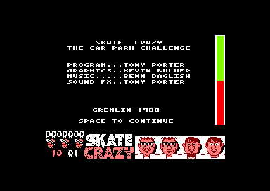 Skate Crazy (Amstrad CPC) screenshot: Credits.