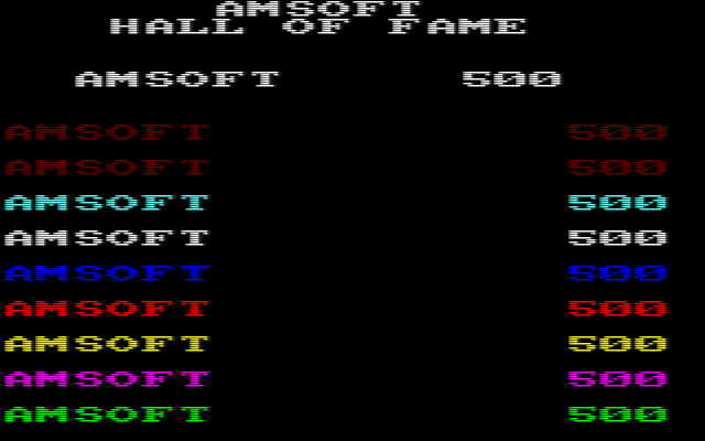 Fruit Machine (Amstrad CPC) screenshot: The pre-populated high score table