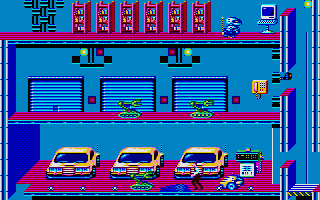 Impossible Mission II (DOS) screenshot: Some of Elvin's cars. (MCGA / VGA)