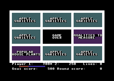 Quink (Commodore 64) screenshot: Game over