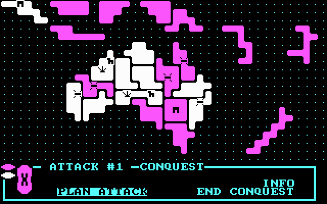 Lords of Conquest (DOS) screenshot: Planning an attack! - CGA