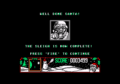 The Official Father Christmas (Amstrad CPC) screenshot: Well, the sleigh is done.