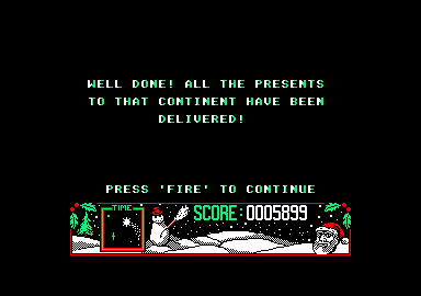 The Official Father Christmas (Amstrad CPC) screenshot: All of America has presents.
