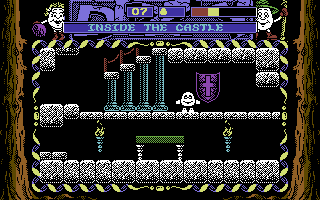 Dizzy: Prince of the Yolkfolk (Commodore 64) screenshot: Inside the castle.
