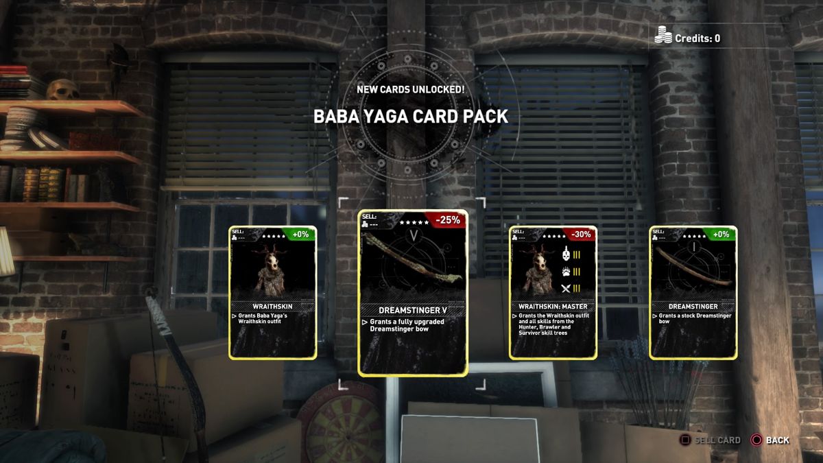 Rise of the Tomb Raider: 20 Year Celebration (PlayStation 4) screenshot: Baba Yaga: The Temple of the Witch - New card pack