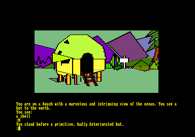 Mindshadow (Amstrad CPC) screenshot: Closer to the hut