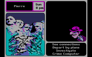 Where in the U.S.A. Is Carmen Sandiego? (DOS) screenshot: A V.I.L.E. henchmen! You must be on the right track! (CGA with RGB monitor)