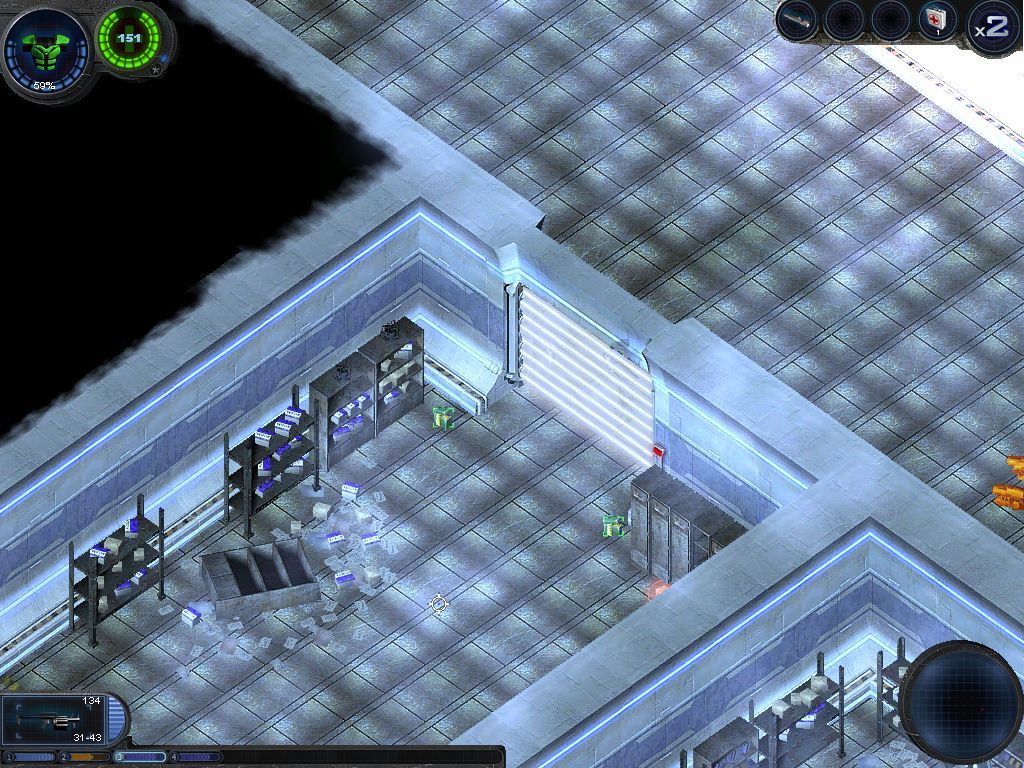 Alien Shooter: Revisited (Windows) screenshot: Damn, the door is still locked.