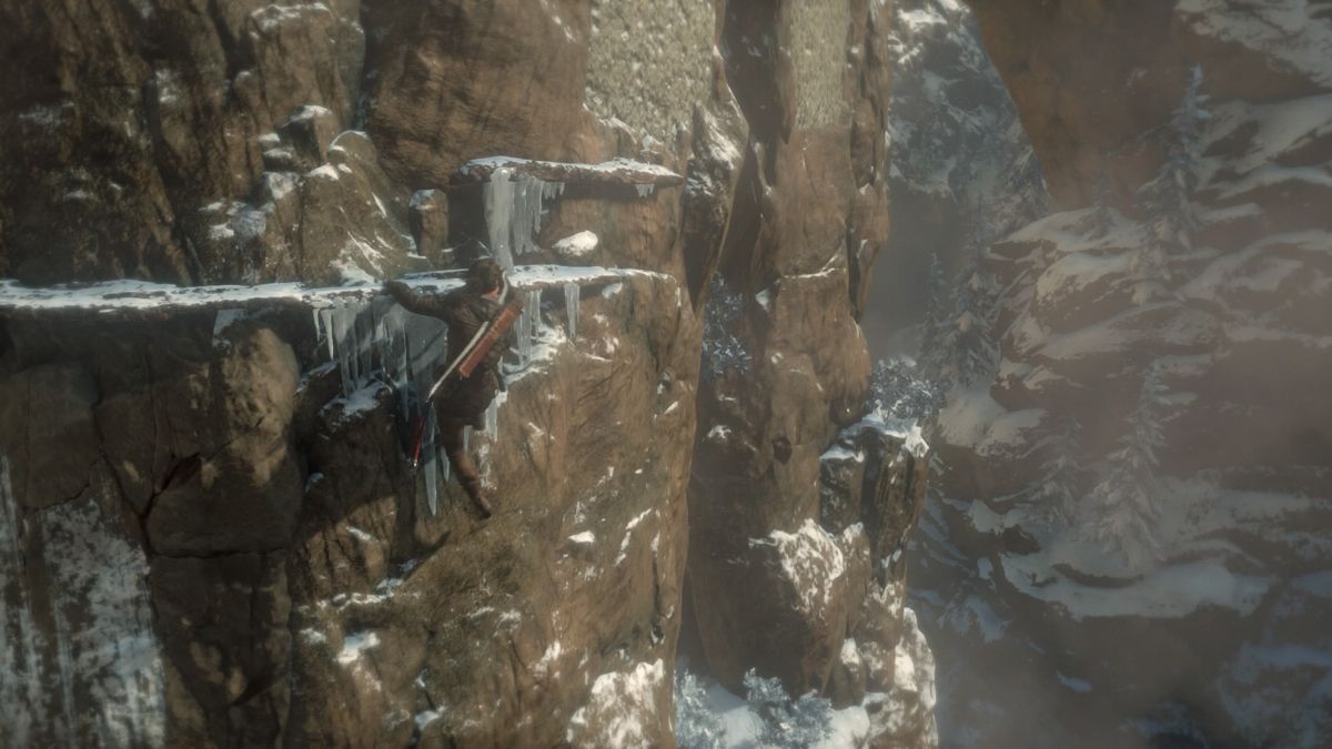 Rise of the Tomb Raider: 20 Year Celebration (PlayStation 4) screenshot: Baba Yaga: The Temple of the Witch - Lots of dangerous climbing on the way to the witch