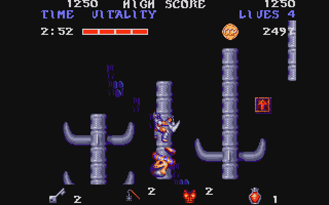Black Tiger (Amiga) screenshot: Climbing
