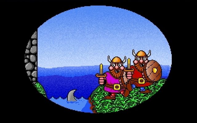 Fun School: Maths (DOS) screenshot: broken Battlements: Answering all the questions in a round correctly stops the Vikings getting in