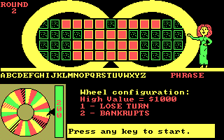 Wheel of Fortune: Golden Edition (DOS) screenshot: The wheel configuration for the next round