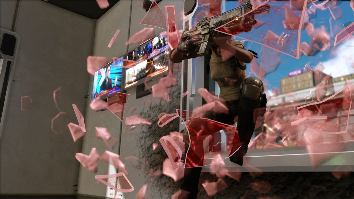 XCOM 2: Resistance Warrior Pack (Xbox One) screenshot: Jumping through window while wearing light Resistance Warrior Kevlar armor