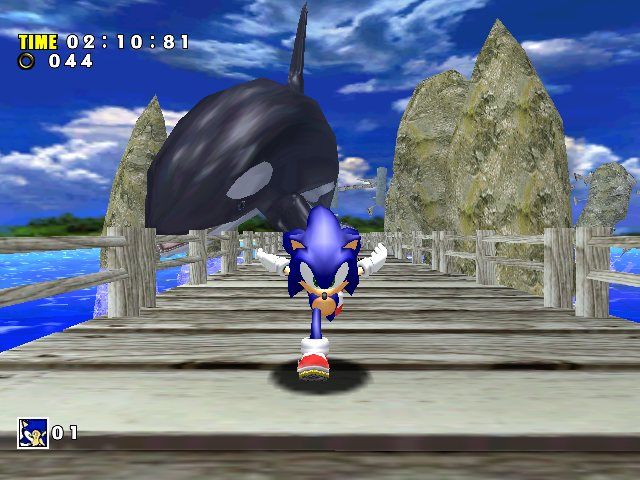 Sonic Adventure DX (Director's Cut) (Windows) screenshot: Big whale chasing