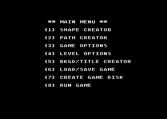The Arcade Machine (Atari 8-bit) screenshot: The main menu