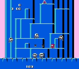 Rad Action (NES) screenshot: In this level you have to kill all skeletons within a time limit