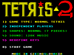 Tetris 2 (ZX Spectrum) screenshot: Options