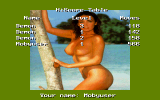 15 Move Hole Puzzle (DOS) screenshot: Hi-scores