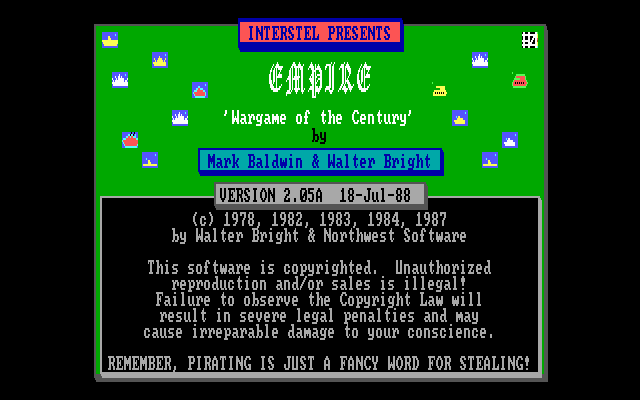 Empire: Wargame of the Century (DOS) screenshot: Title Screen
