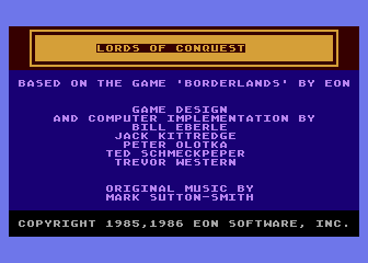 Lords of Conquest (Atari 8-bit) screenshot: Loading Screen