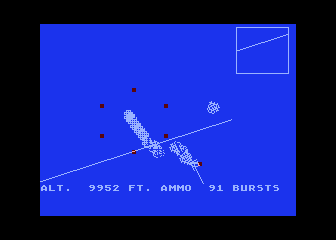 Chennault's Flying Tigers (Atari 8-bit) screenshot: Fighter damaged and going down