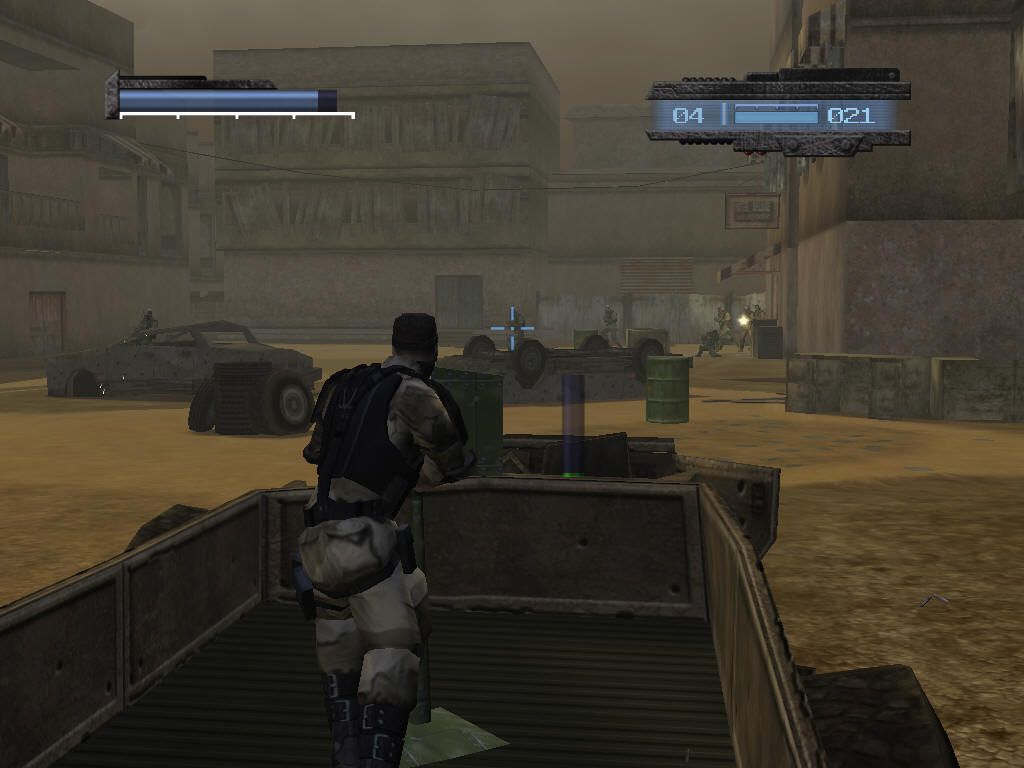 kill.switch (Windows) screenshot: Captured gun-emplacements can be used for rapid enemy disposal