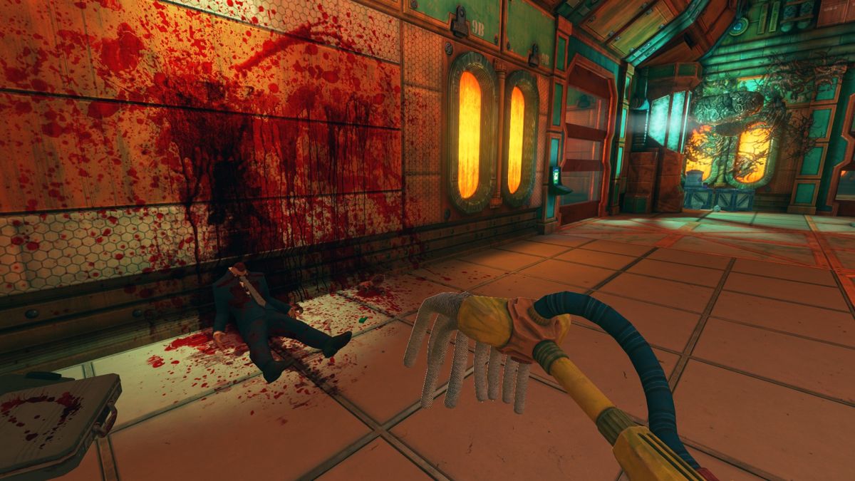 Viscera Cleanup Detail (Windows) screenshot: I hope we didn't get off on the wrong FOOT. ...wait let me try that again.