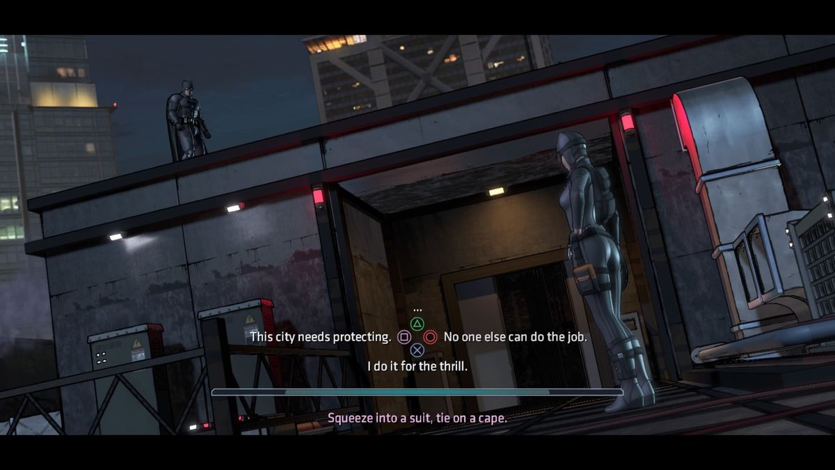 Batman: The Telltale Series - Episode 1: Realm of Shadows (PlayStation 4) screenshot: Batman meets the Catwoman