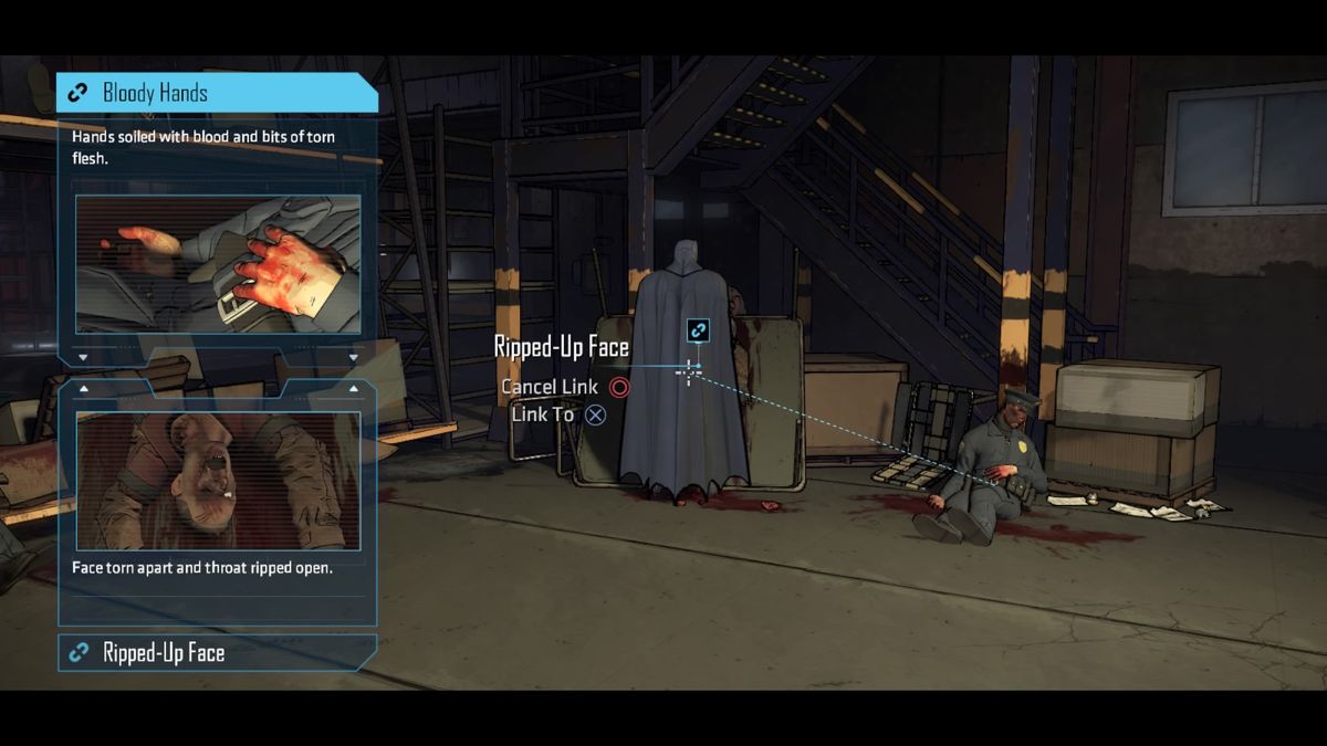 Batman: The Telltale Series - Episode 1: Realm of Shadows (PlayStation 4) screenshot: Reconstructing the crime scene