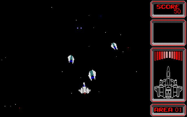 Silpheed (PC-88) screenshot: Beware of enemies!..