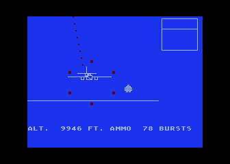 Chennault's Flying Tigers (Atari 8-bit) screenshot: Attacking another bomber which is shooting back at me