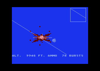 Chennault's Flying Tigers (Atari 8-bit) screenshot: Splashing a twin engine bomber