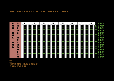 Chernobyl: Nuclear Power Plant Simulation (Commodore 64) screenshot: I've brought up the control rods.