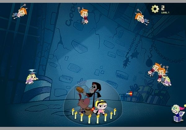 Toon Tastic (Windows) screenshot: The Grim Adventures of Billy & Mandy: The Fright Before Christmas. You can play as any character and at the end of the level you can upgrade the weapns