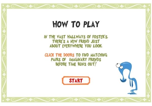 Toon Tastic (Windows) screenshot: Foster’s Home for Imaginary Friends: Door To Door<br>Every game has some form of guidance, all are simple, most are contained on just one screen like this