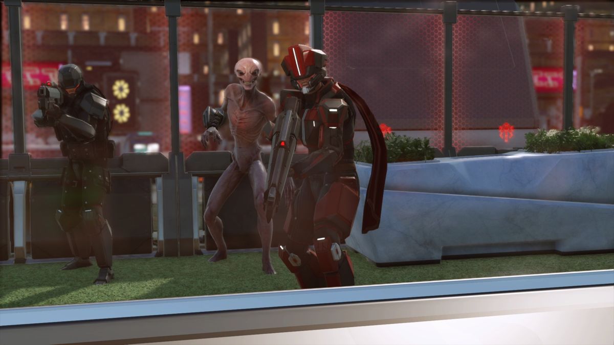 XCOM 2 (Xbox One) screenshot: When aliens spot XCOM operatives, they will run for cover before the player gets a chance to fire at them