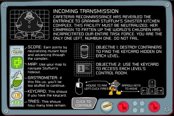 Toon Tastic (Windows) screenshot: Kids Next Door: Tummy Trouble<br>The instructions