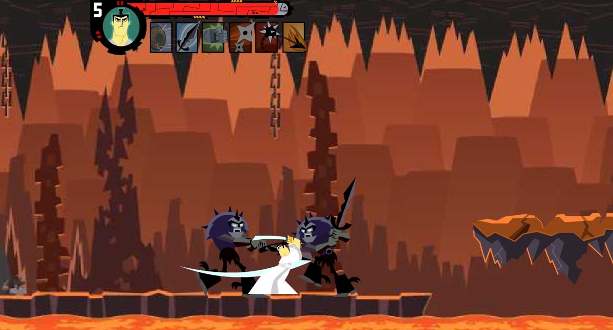 Toon Tastic (Windows) screenshot: Samurai Jack: Code Of The Samurai. A platform runny, jumpy, fighty game set underground