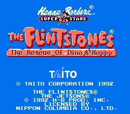 The Flintstones: The Rescue of Dino & Hoppy (NES) screenshot: Title screen (Japanese version)