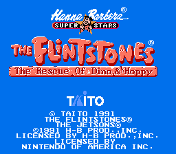 The Flintstones: The Rescue of Dino & Hoppy (NES) screenshot: Title screen (US version)