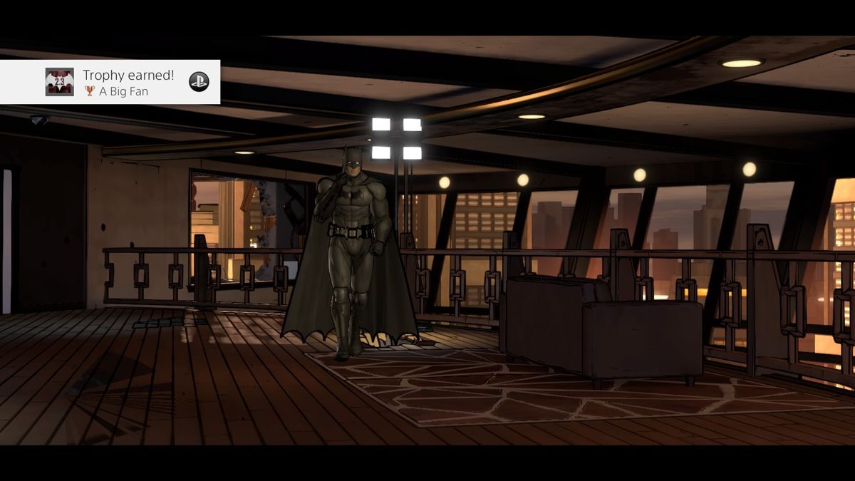 Batman: The Telltale Series - Episode Two of Five: Children of Arkham (PlayStation 4) screenshot: Earning trophies