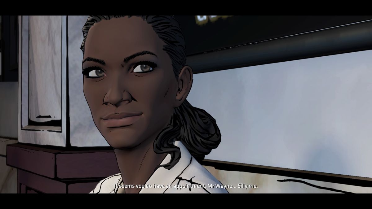 Batman: The Telltale Series - Episode Two of Five: Children of Arkham (PlayStation 4) screenshot: Sweet-talking your way past the secretary