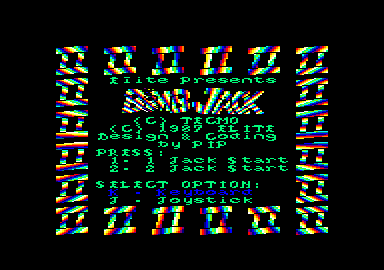 Bomb Jack II (Amstrad CPC) screenshot: Title screen and main menu