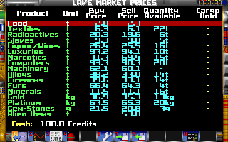 Elite Plus (DOS) screenshot: Market. (MCGA)