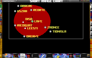 Elite Plus (DOS) screenshot: Short range chart. (MCGA)