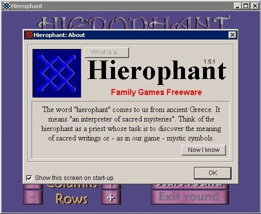 Hierophant (Windows) screenshot: That's what a Heirophant is