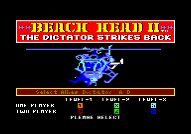 Beach-Head II: The Dictator Strikes Back (Amstrad CPC) screenshot: Choose allies or dictator.