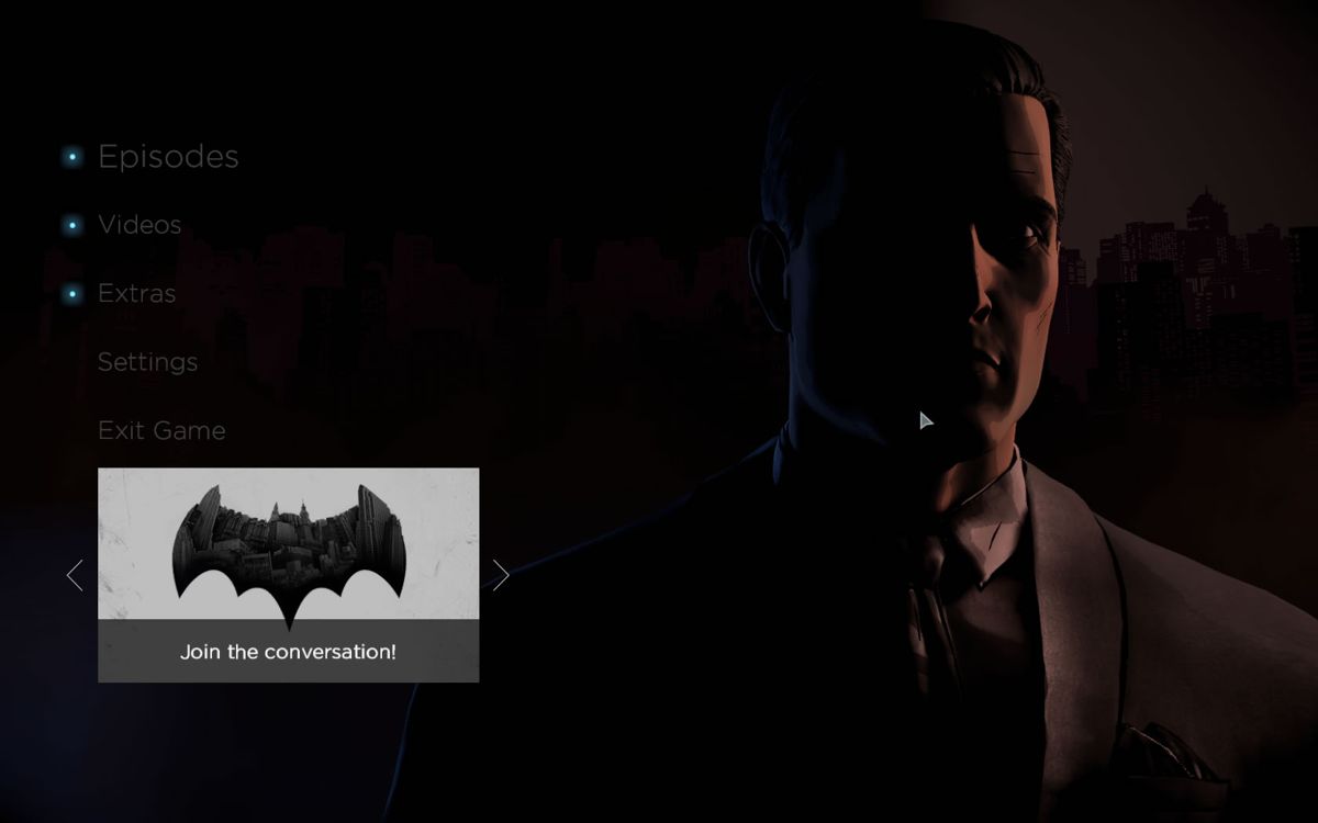 Batman: The Telltale Series (Windows) screenshot: Main menu
